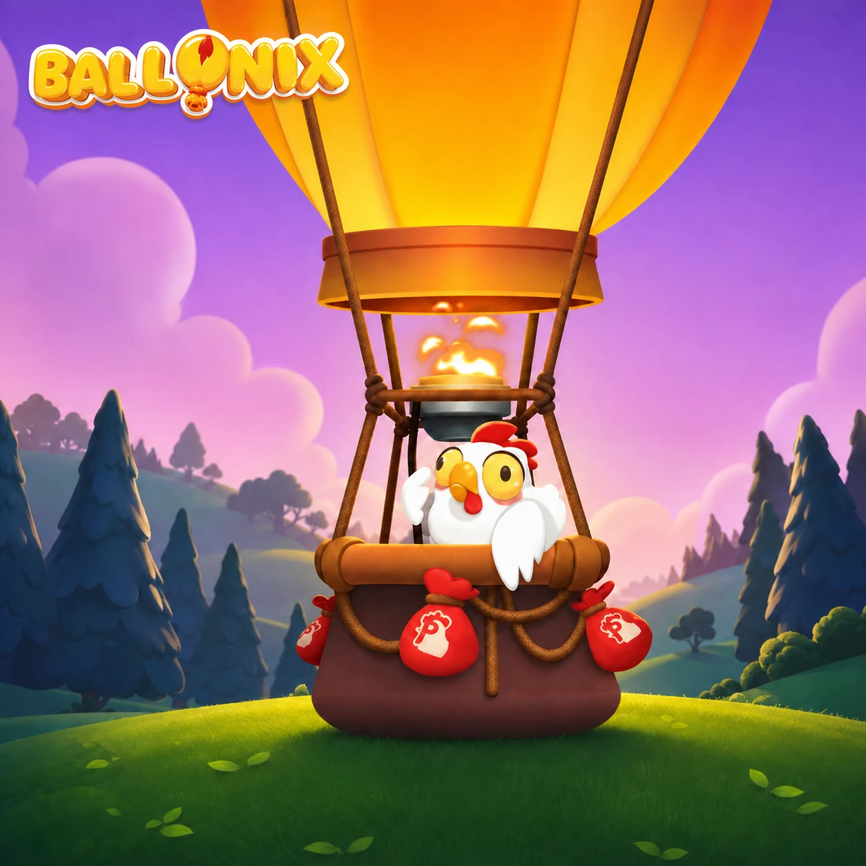 BalloniX gameplay screenshot showing the hot air balloon climbing