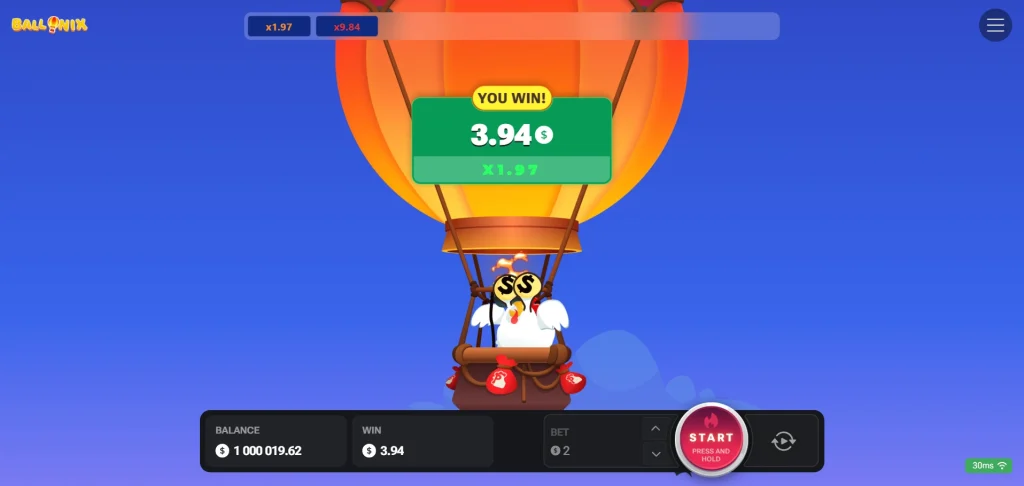 BalloniX screenshot 3 - round result after release