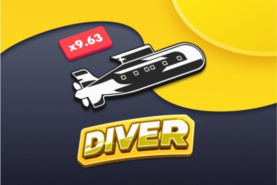 Diver screenshot 2 - Diver logo with amphibious plane mascot and an example x9.63 multiplier