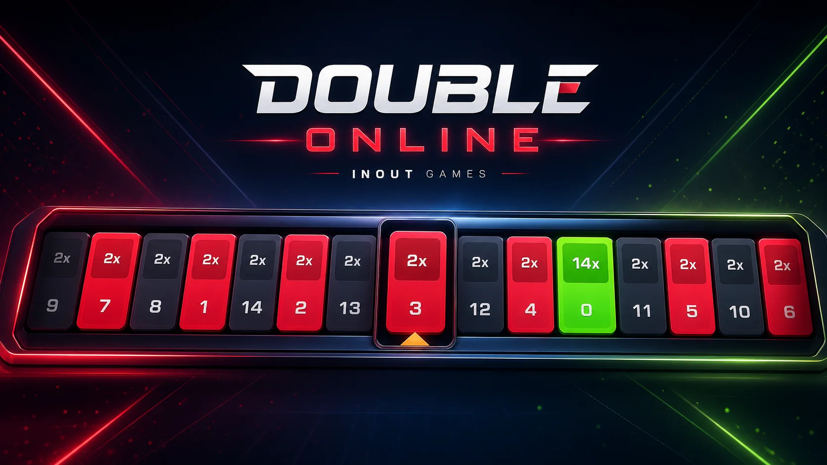 Double Online live round showing red, green and black card results