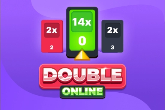 Double Online title art with red, green and black card results