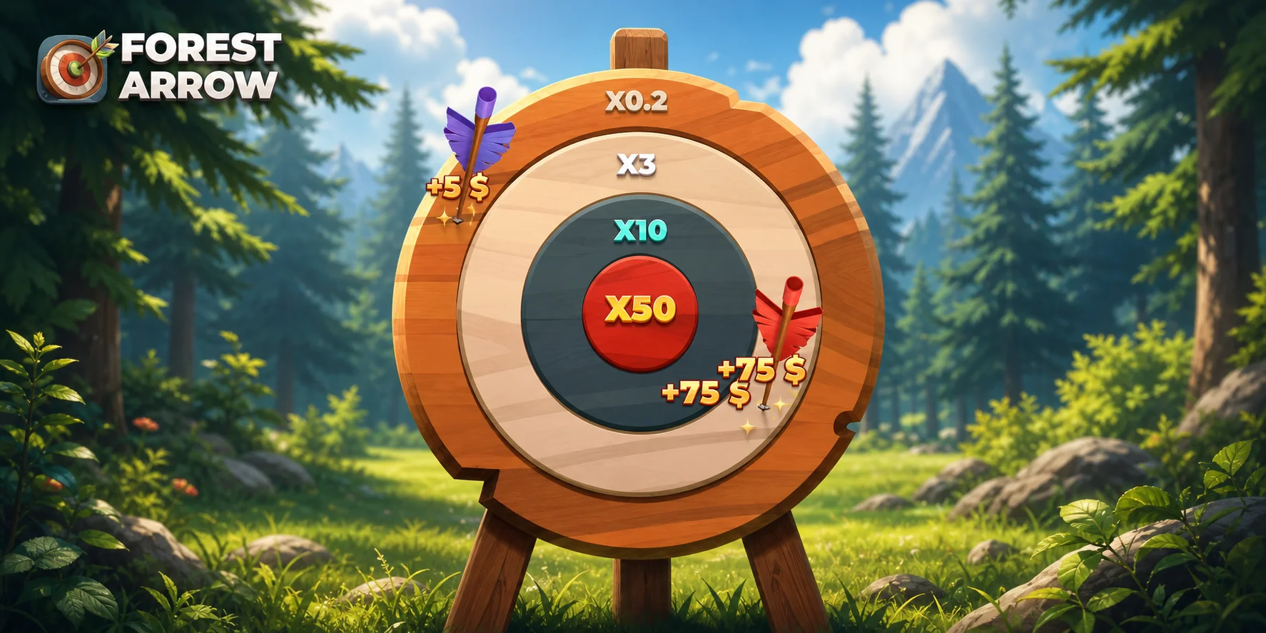 Forest Arrow gameplay screenshot showing the archery target board