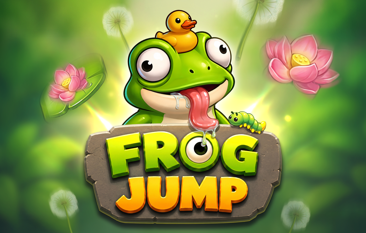 Frog Jump screenshot 2 - frog mid-jump between platforms