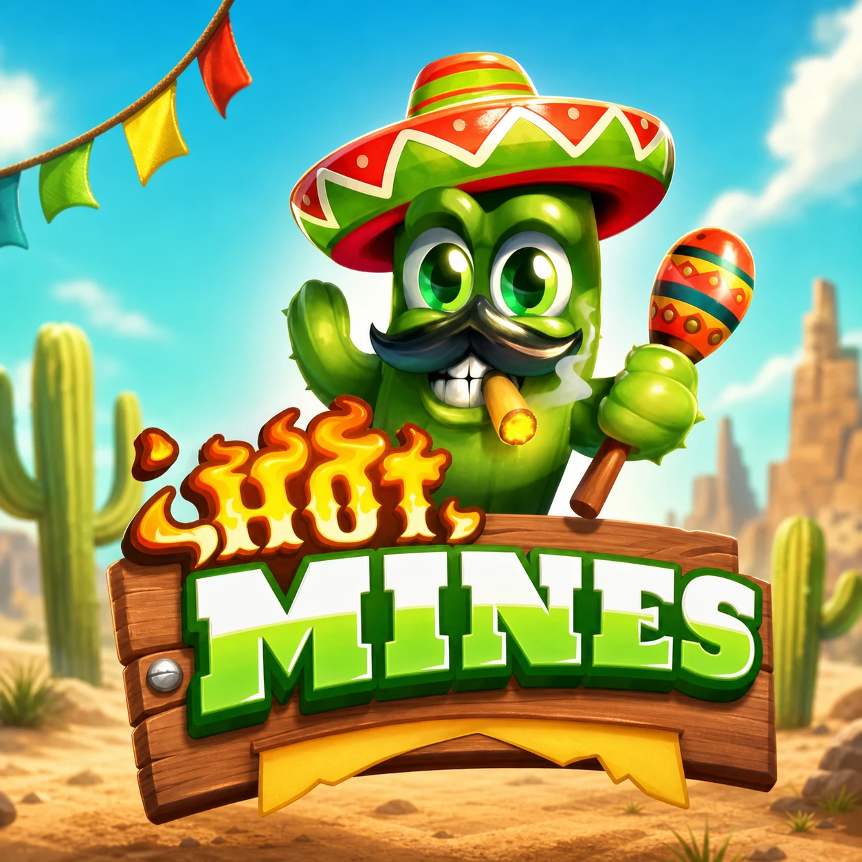 Hot Mines by InOut Games - desert cactus mines grid game art