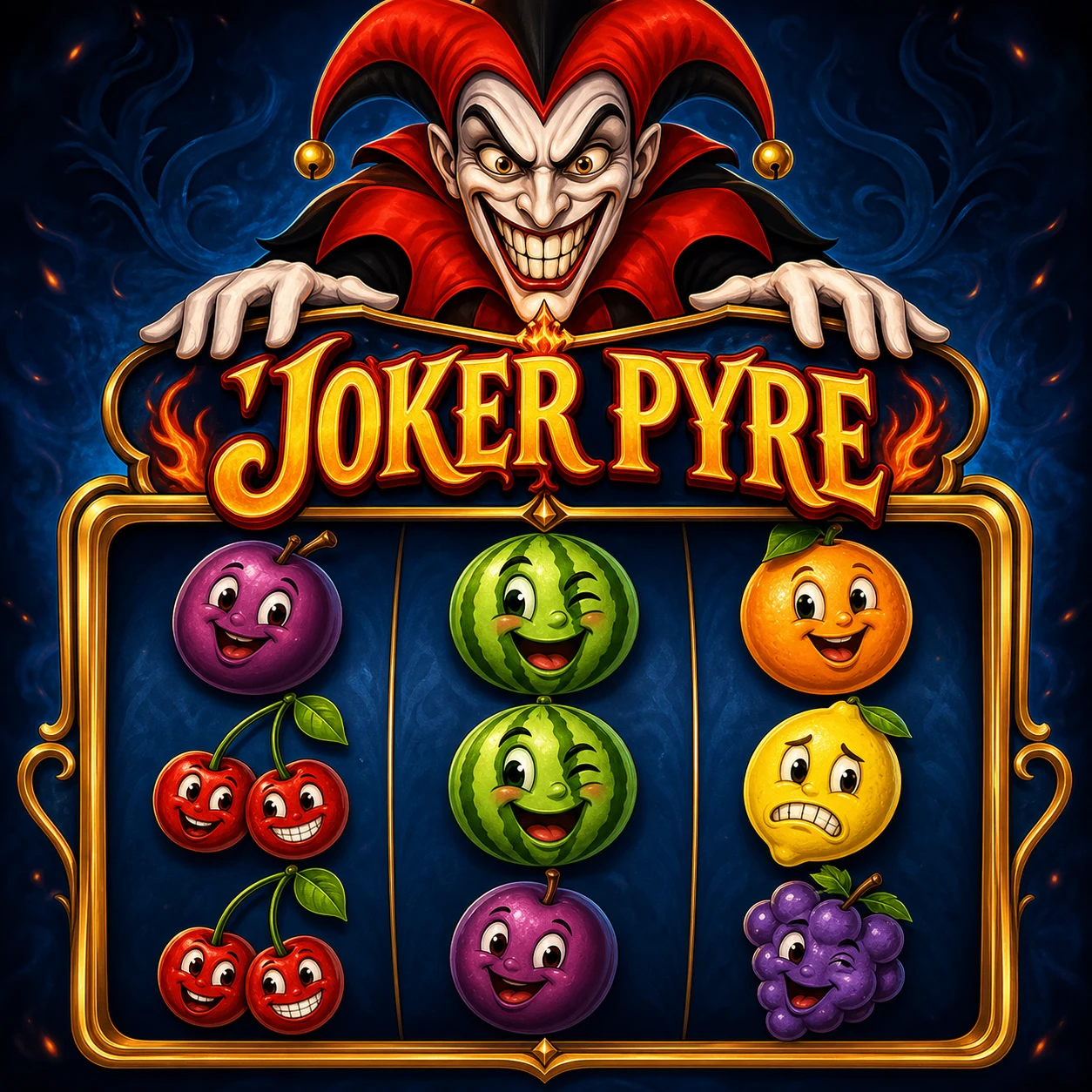 Joker Pyre by InOut Games - retro cartoon joker coin collection game art