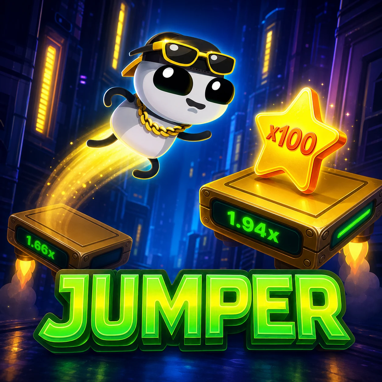 Jumper gameplay - character climbing between platforms with a rising multiplier