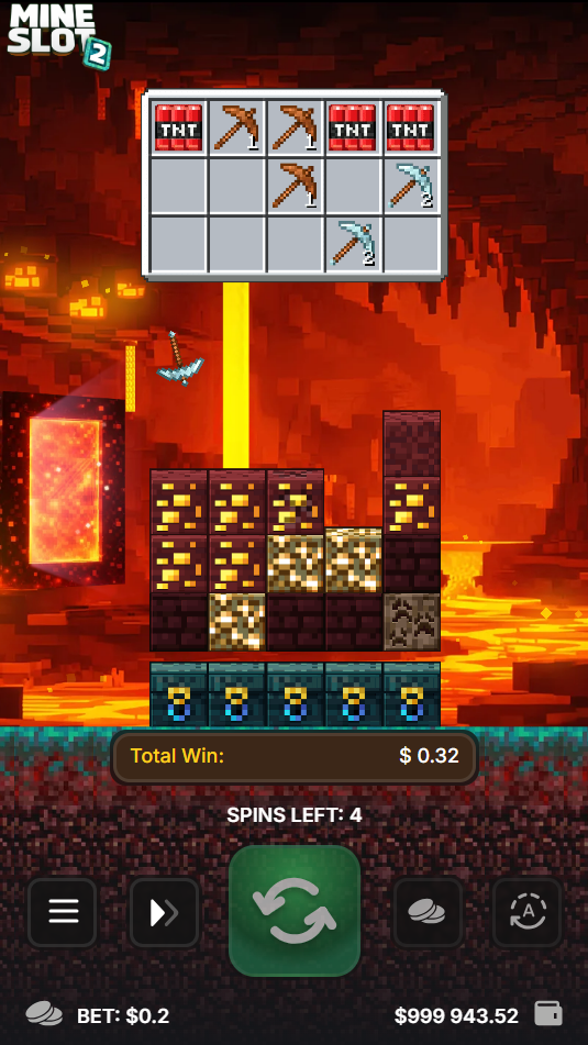 Mine Slot 2 screenshot 3 - treasure chest multiplier reveal in the prize zone
