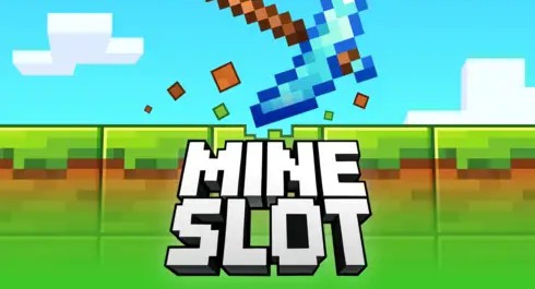 Mine Slot screenshot 2 - pickaxe digging through blocks toward a treasure chest