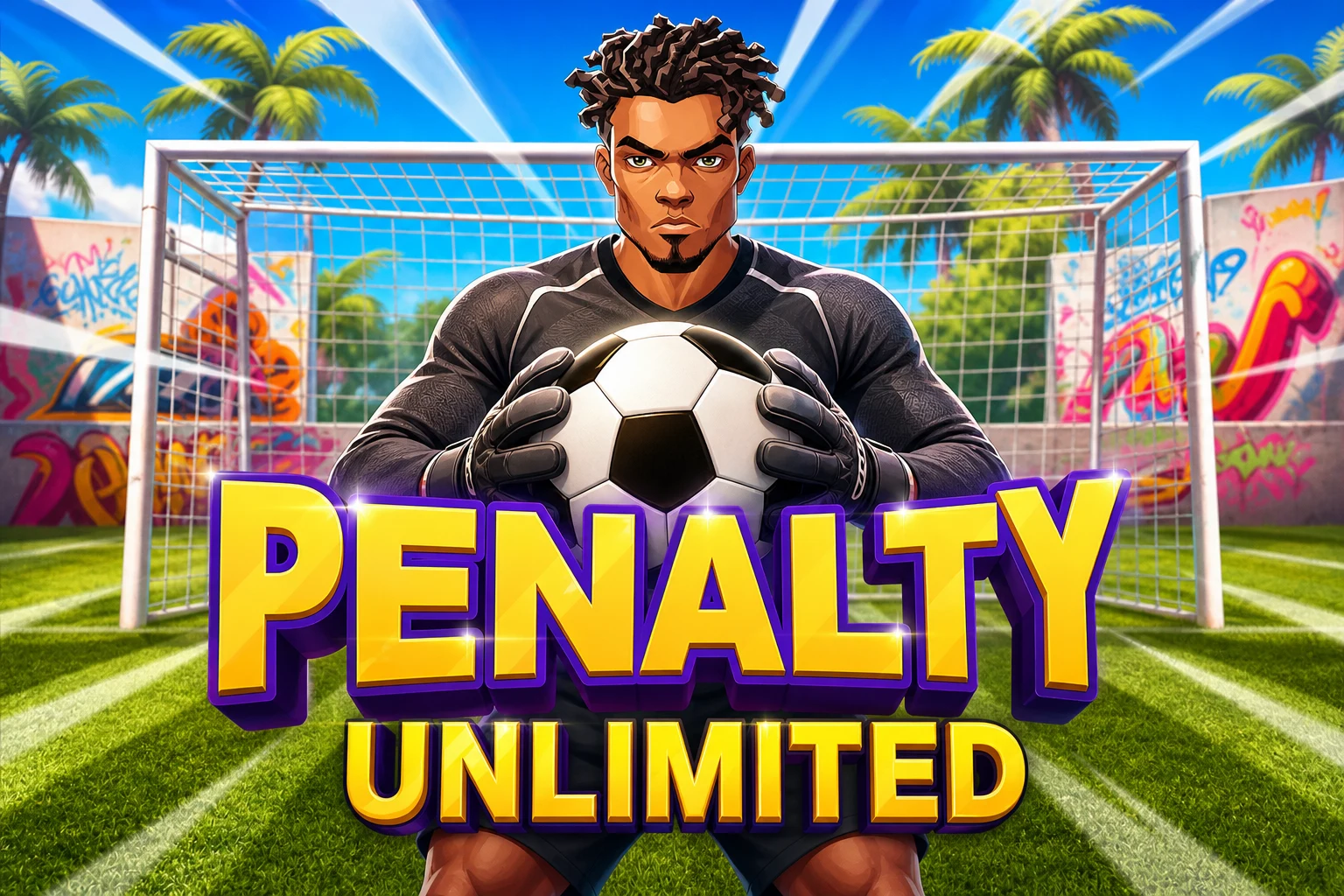 Penalty Unlimited gameplay - free-aim crosshair against a goalkeeper