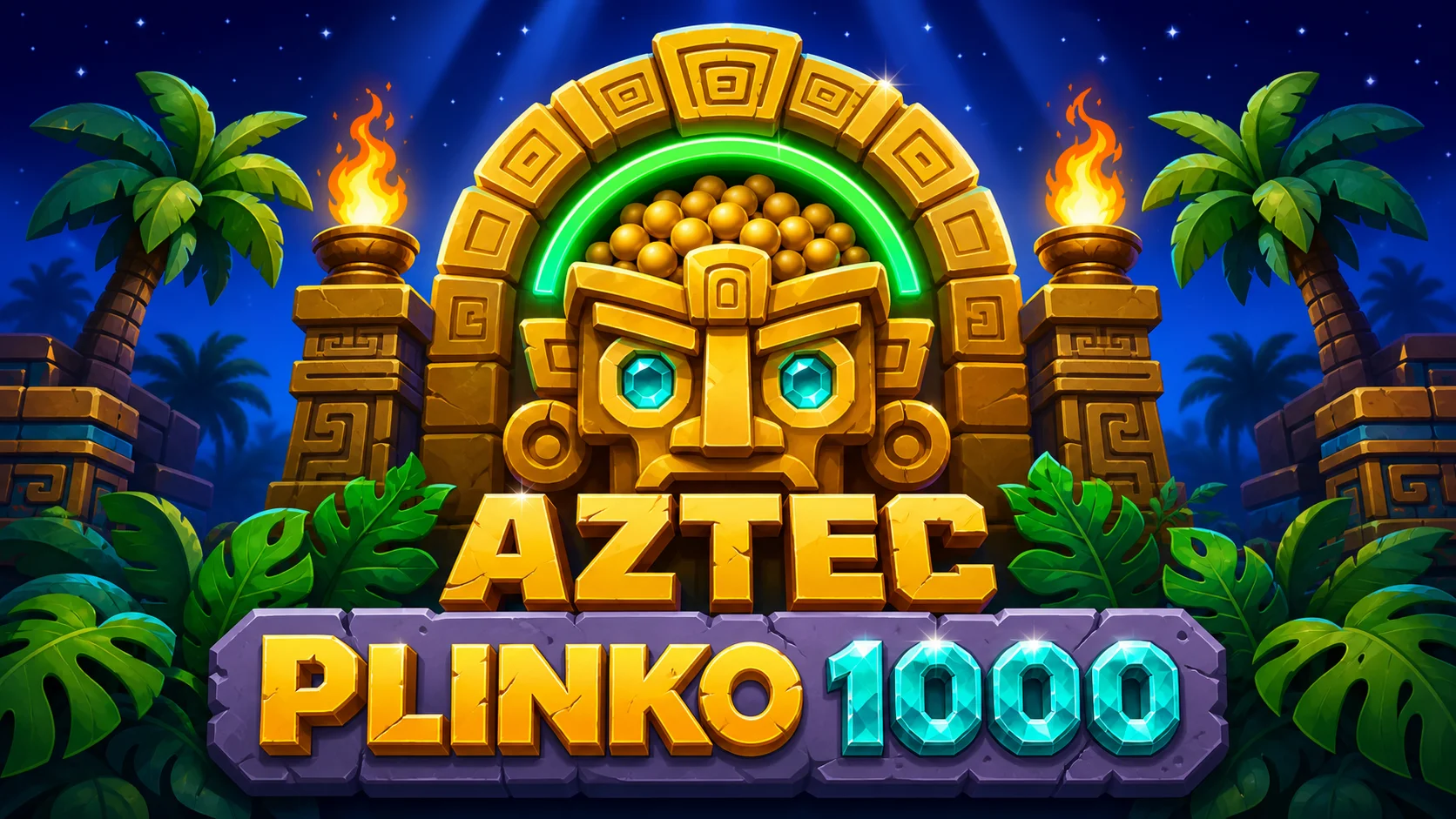 Plinko Aztec live board with the golden temple mask and multiplier slots
