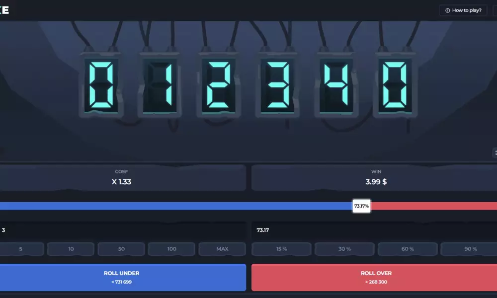 Robo Dice screenshot 3 - stake and win chance controls